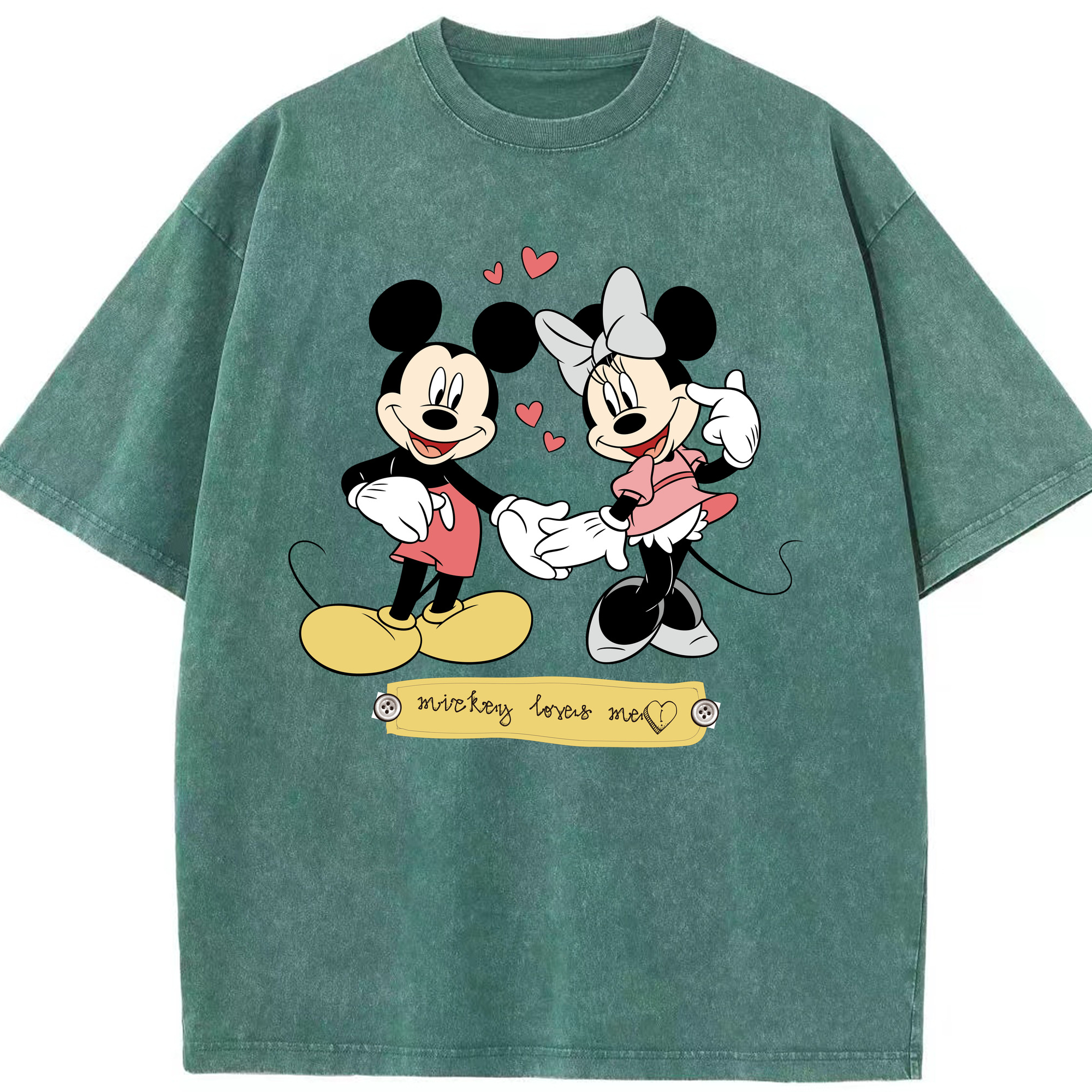 （画像用） ミッキーマウス Mickey Mouse 綿100% ヴィンテージ風 半袖Tシャツ（フロントプリント）